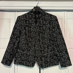 NINE WEST Blazer Jacket Suit Jacket Size 14 Black White Professional Work Formal